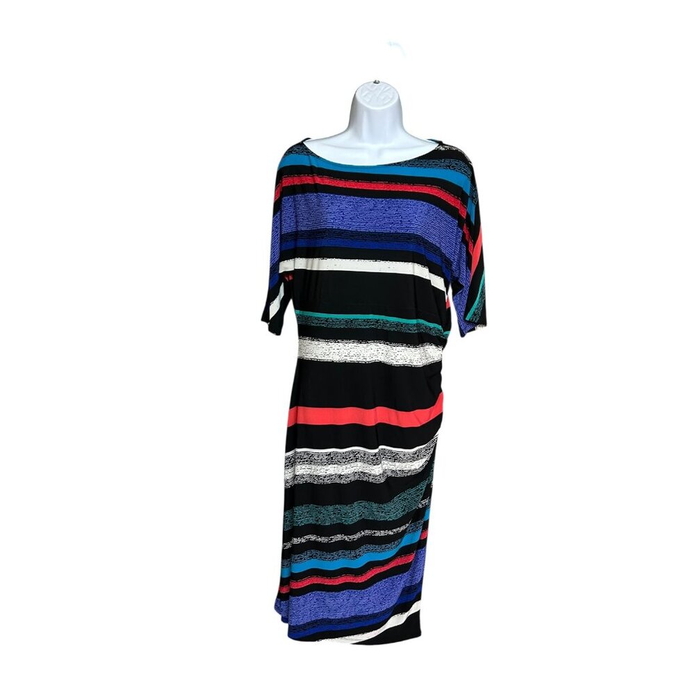Evan Picone Striped Ruched Sheath Dress Bold Color Size 14